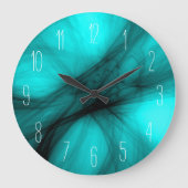 Abstracte zwarte rook - Turquoise Large Clock Grote Klok (Voorkant)