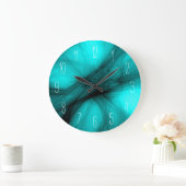 Abstracte zwarte rook - Turquoise Large Clock Grote Klok (Huis)