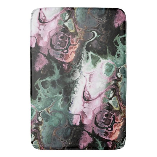 Abstracte, zwarte, roze en grijsgroene kleurstof badmat (Voorkant Verticaal)
