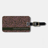 Abstracte zwarte roze en Oranje Stippen op maat Bagagelabel (Voorkant horizontaal)