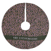 Abstracte zwarte roze en Oranje Stippen op maat Kerstboom Rok (Voorkant)