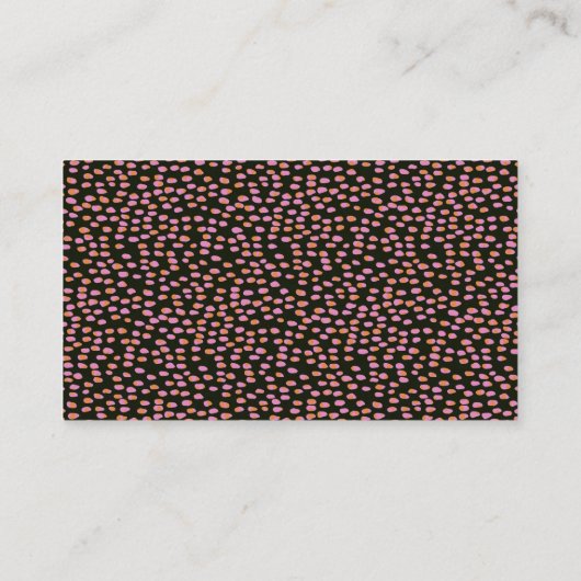 Abstracte zwarte roze en Oranje Stippen Visitekaartje (Achterkant)