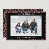 Abstracte zwarte roze stip persoonlijke fotofeestd feestdagenkaart (Voorkant / Achterkant)