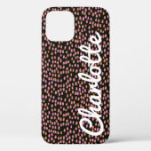 Abstracte zwarte roze Stippen Gepersonaliseerd Scr Case-Mate iPhone Case (Achterkant)
