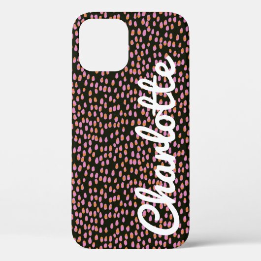 Abstracte zwarte roze Stippen Gepersonaliseerd Scr Case-Mate iPhone Case (Achterkant)