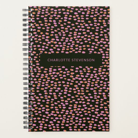 Abstracte zwarte roze Stippen Glam op maat Planner (Voorkant)