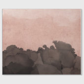 Abstracte zwarte roze zwarte crèmekleurige inktsch cadeaupapier (Vlak)