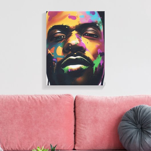 Abstracte zwarte schaal - Verrekte canvas afdrukke (Insitu (Woonkamer))