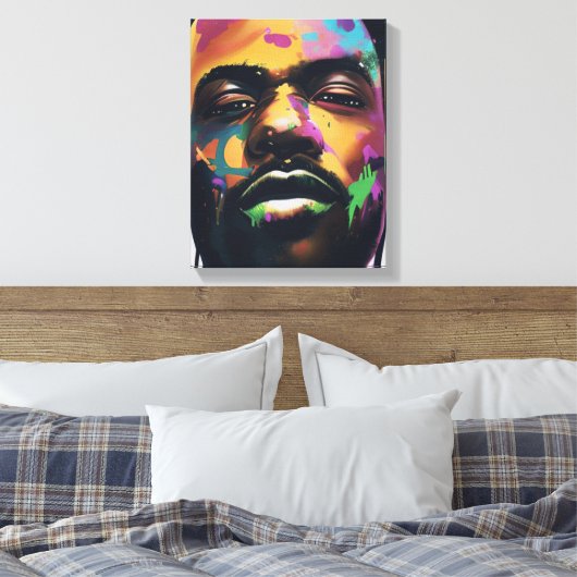 Abstracte zwarte schaal - Verrekte canvas afdrukke (Insitu (Slaapkamer))