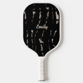Abstracte zwarte scriptnaam Pickleball Paddle (Voorkant)