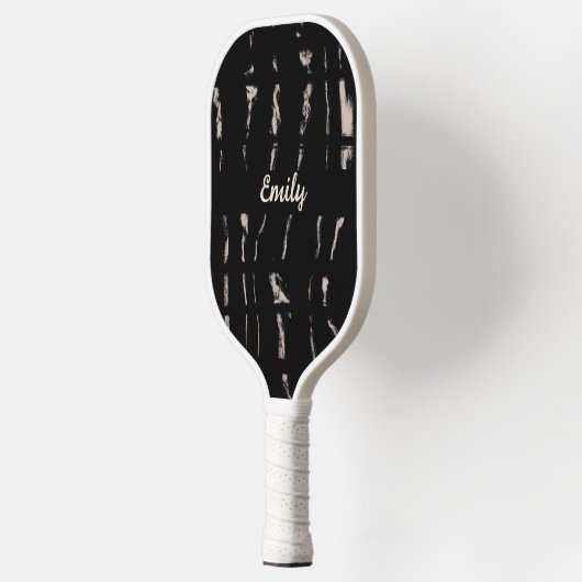 Abstracte zwarte scriptnaam Pickleball Paddle (Links)