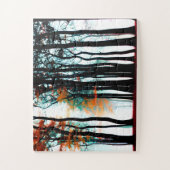 Abstracte zwarte silhouetbomen voor kinderen legpuzzel (Verticaal)