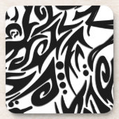 Abstracte zwarte tribaal bier onderzetter (Voorkant)