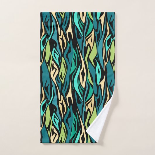 Abstracte zwarte turquoise bad handdoek (Handdoek)
