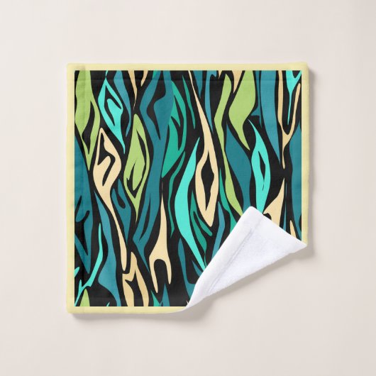 Abstracte zwarte turquoise bad handdoek (Wasdoekje)
