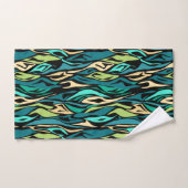 Abstracte zwarte turquoise bad handdoek (Handdoek)