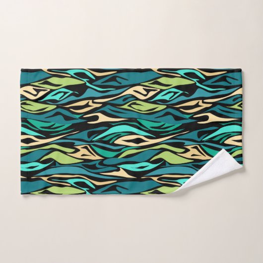 Abstracte zwarte turquoise bad handdoek (Handdoek)