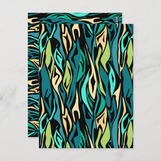 Abstracte zwarte turquoise briefkaart (Voorkant / Achterkant)