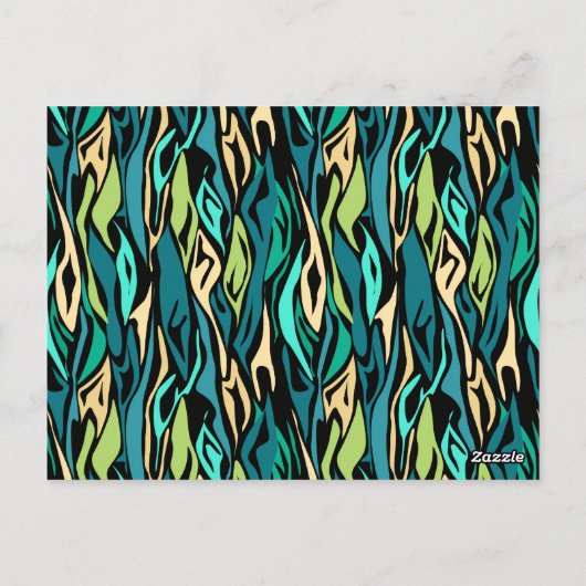 Abstracte zwarte turquoise briefkaart (Achterkant)