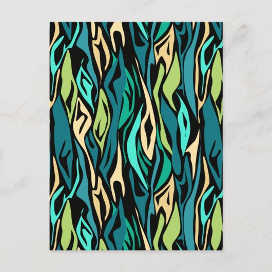 Abstracte zwarte turquoise briefkaart (Voorkant)