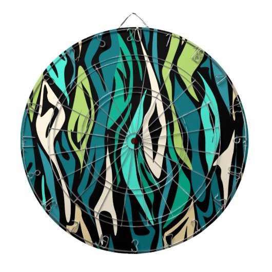 Abstracte zwarte turquoise dartbord (Voorkant)