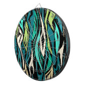 Abstracte zwarte turquoise dartbord (Voorkant Rechts)