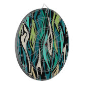 Abstracte zwarte turquoise dartbord (Voorkant Links)