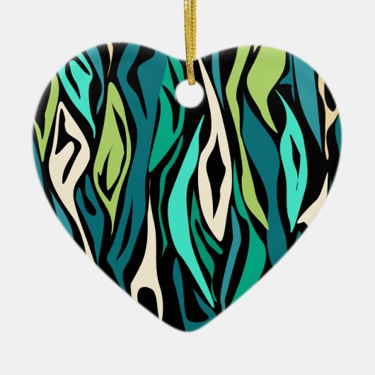 Abstracte zwarte turquoise keramisch ornament (Voorkant)
