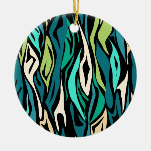 Abstracte zwarte turquoise keramisch ornament (Voorkant)