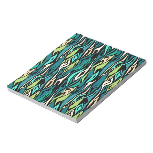 Abstracte zwarte turquoise notitieblok (Linkerzijde)