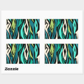 Abstracte zwarte turquoise rechthoekige sticker (Vel)