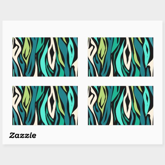Abstracte zwarte turquoise rechthoekige sticker (Vel)