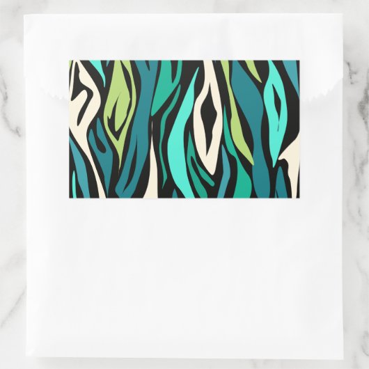 Abstracte zwarte turquoise rechthoekige sticker (Tas)