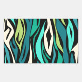 Abstracte zwarte turquoise rechthoekige sticker (Voorkant)