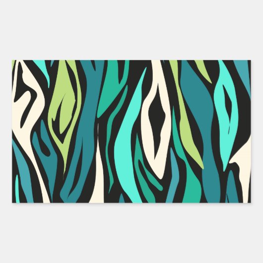 Abstracte zwarte turquoise rechthoekige sticker (Voorkant)