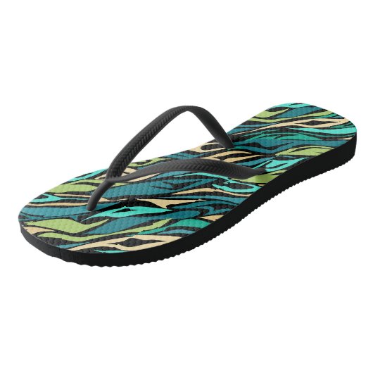 Abstracte zwarte turquoise teenslippers (Schuin)