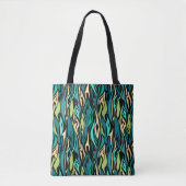 Abstracte zwarte turquoise tote bag (Voorkant)