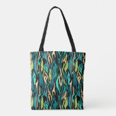 Abstracte zwarte turquoise tote bag (Achterkant)