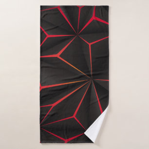 Abstracte zwarte veelhoek rood licht futuristische badhanddoek