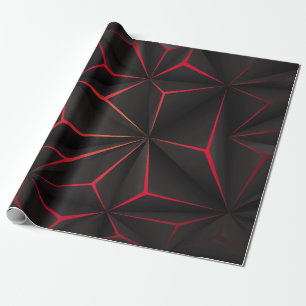 Abstracte zwarte veelhoek rood licht futuristische cadeaupapier