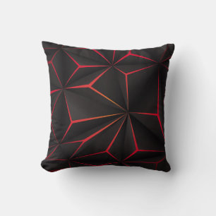 Abstracte zwarte veelhoek rood licht futuristische kussen