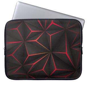 Abstracte zwarte veelhoek rood licht futuristische laptop sleeve