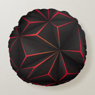 Abstracte zwarte veelhoek rood licht futuristische rond kussen