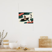 Abstracte zwarte vrouw peddelt in kano poster (Keuken)