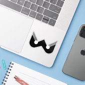 Abstracte Zwarte W Geometrische Letter W Sticker (Laptop met iPhone)