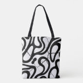 Abstracte zwarte wervelingen op gebroken witte tex tote bag (Achterkant)