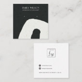 ABSTRACTE ZWARTE WIT VAN CERAMIC STUD EARRING DISP VIERKANTE VISITEKAARTJE (Voorkant / Achterkant)