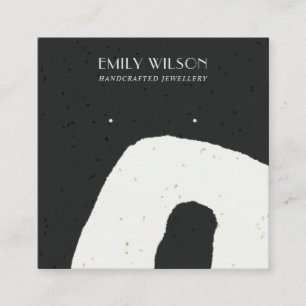 ABSTRACTE ZWARTE WIT VAN CERAMIC STUD EARRING DISP VIERKANTE VISITEKAARTJE