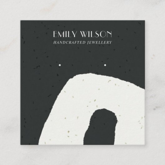 ABSTRACTE ZWARTE WIT VAN CERAMIC STUD EARRING DISP VIERKANTE VISITEKAARTJE (Voorkant)
