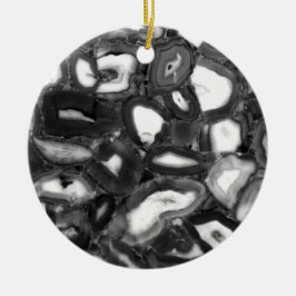 Abstracte zwarte witte agaten geode keramisch ornament